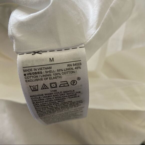Gap-linen Blend Button Down White Midi Dress (Size:Medium) - Picture 9 of 11